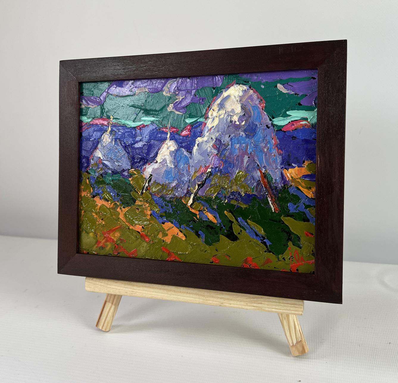 Oil painting Silver evening in the field by Oleksiy Ivanyuk mountains