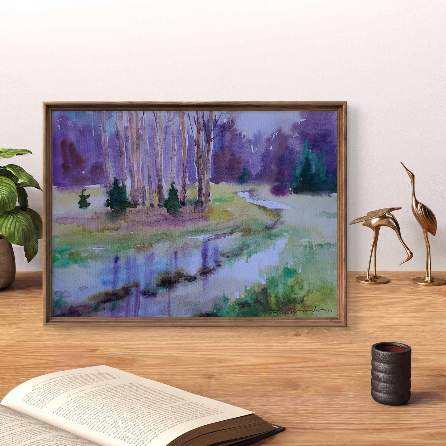 Watercolor painting Spring Awakens by Boris Serdyuk in rustic frame