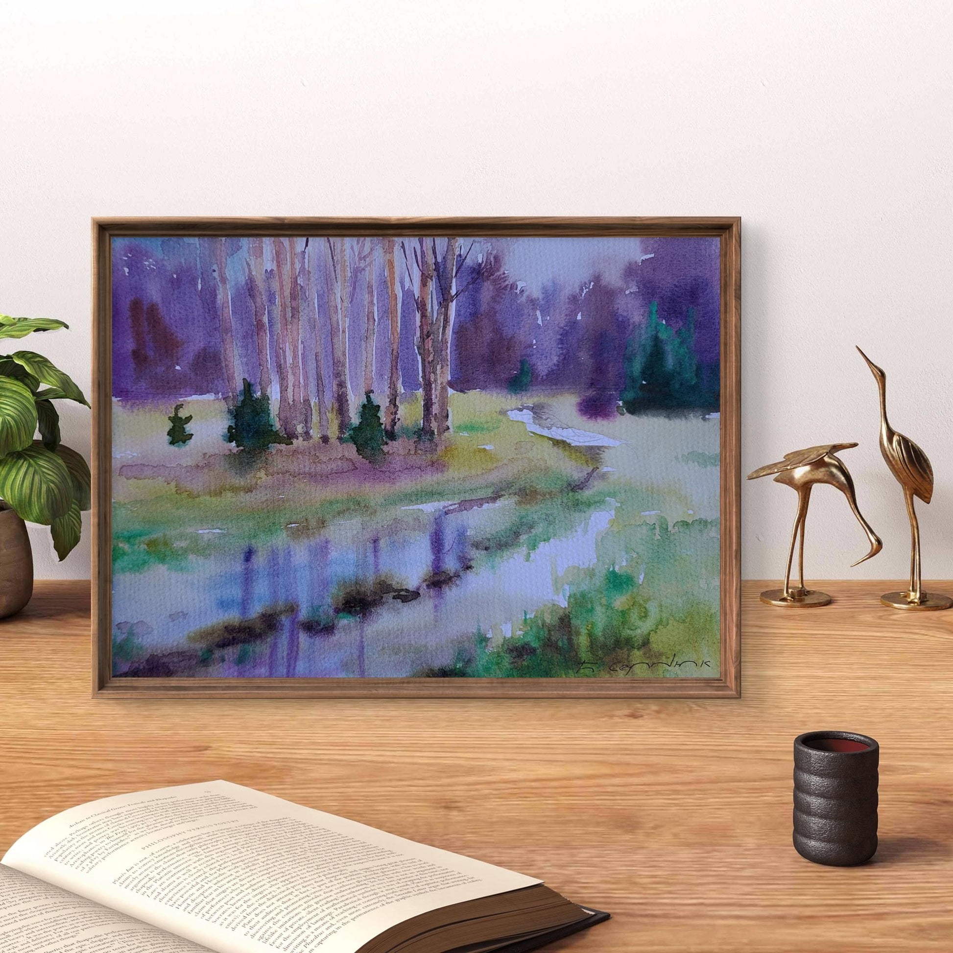 Watercolor painting Spring Awakens by Boris Serdyuk in rustic frame
