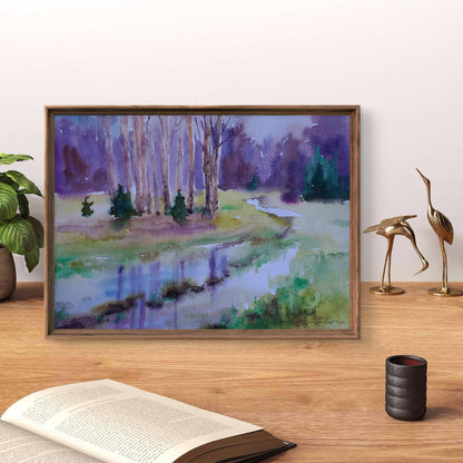 Watercolor painting Spring Awakens by Boris Serdyuk in rustic frame