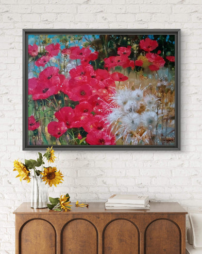 Abstract oil painting Poppies in the Field Anatoly Tarabanov