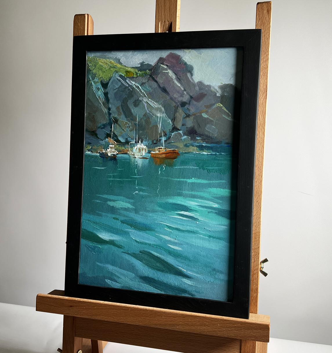 Framed oil painting The Sea Washes the Mountains by Yuriy Suprunchuk