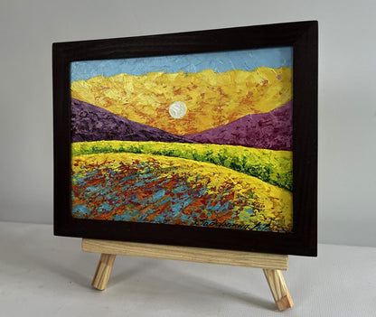 Oil painting Watching the Sunset by V. Zadorozhnya in black frame