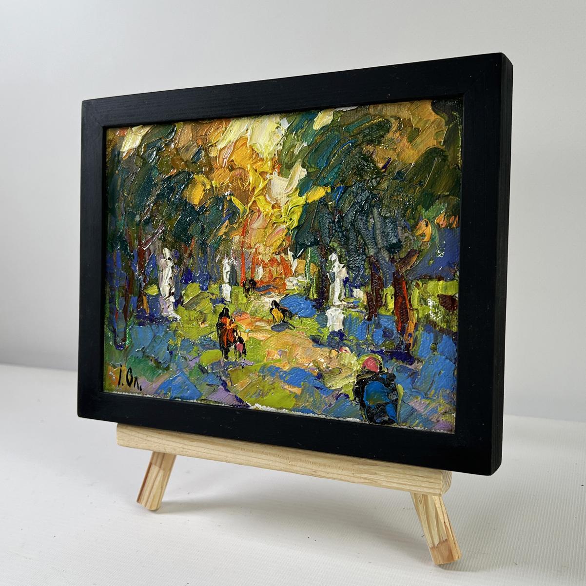 Oil painting Alley in the Park by Oleksiy Ivanyuk in black frame
