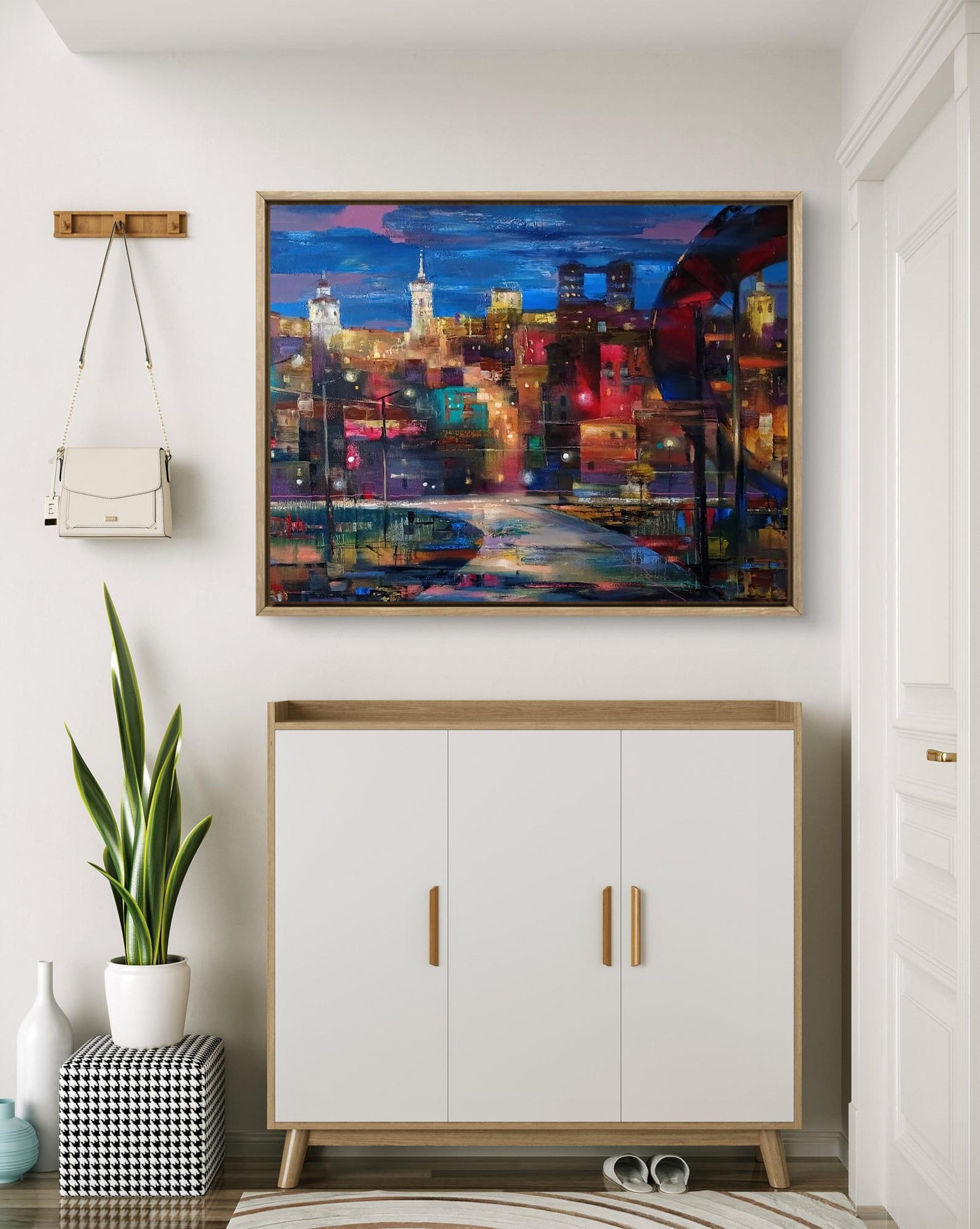 Abstract oil painting Night City Anatoly Tarabanov