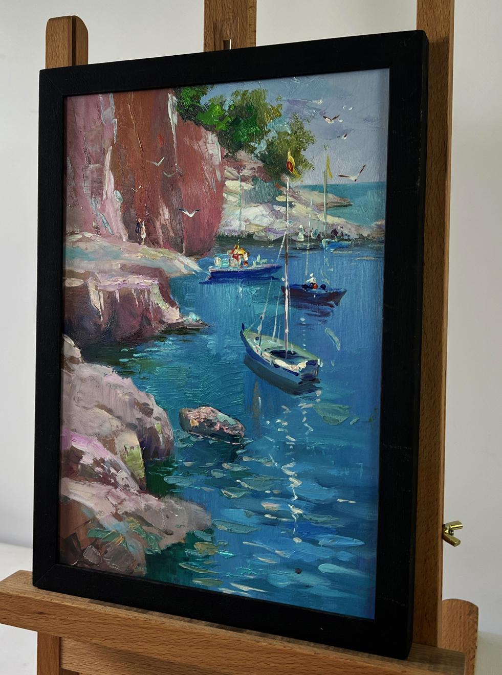 Oil painting Boats on the rocky shore by Yuriy Suprunchuk