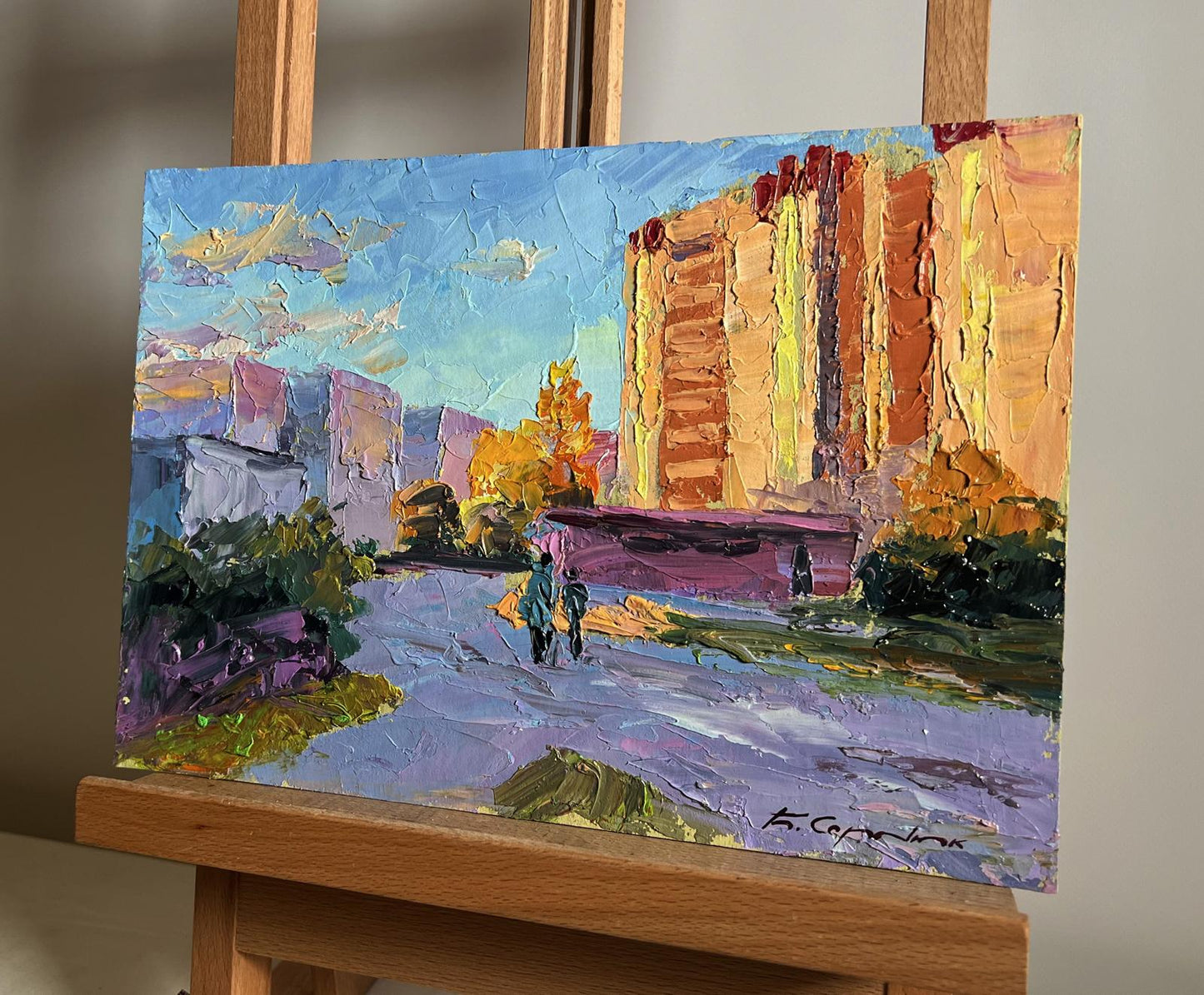 Oil painting Early morning in the city by Boris Serdyuk impressionist view
