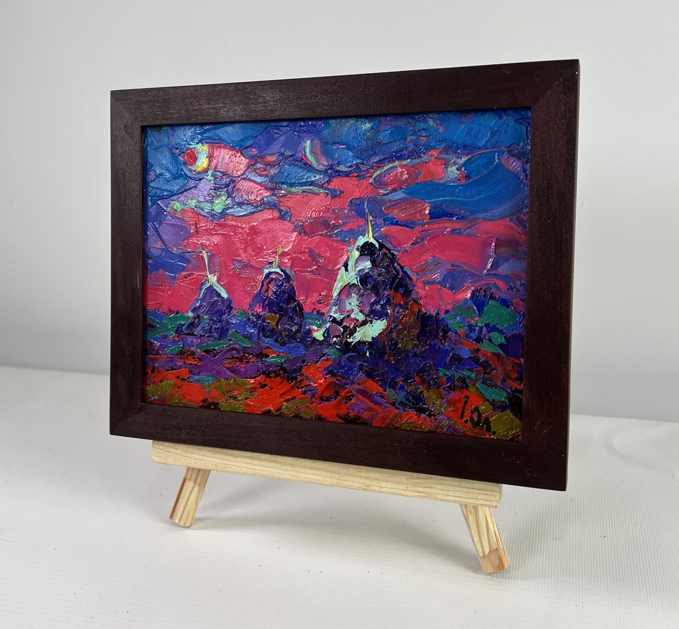 Oil painting The moonlit night whispers silence by Oleksiy Ivanyuk in dark frame