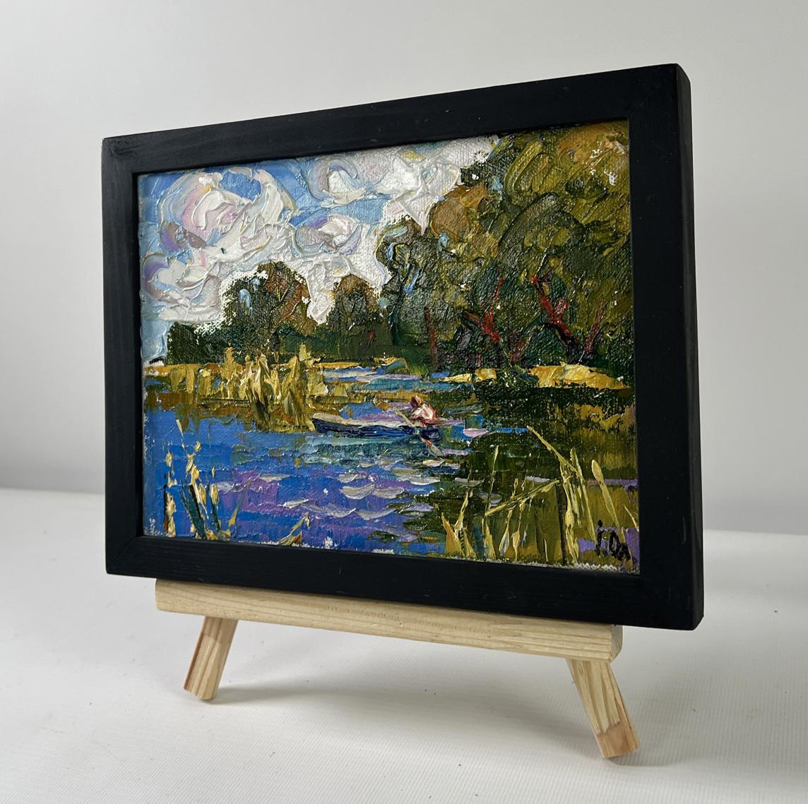 Oil painting of serene river boat ride by Oleksiy Ivanyuk