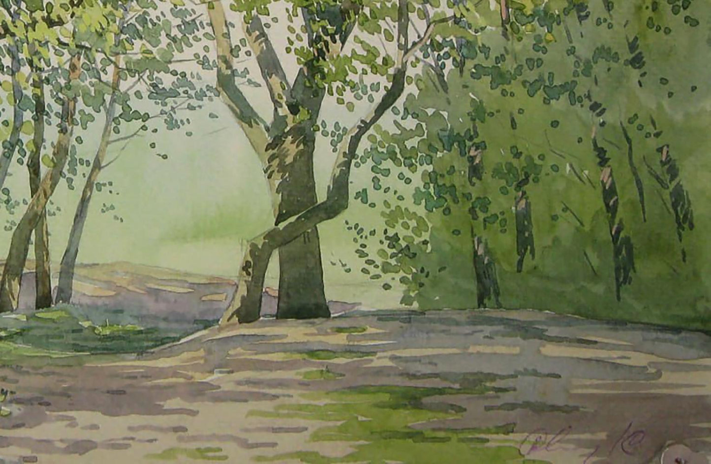 Watercolor painting In the green forest by Valery Savenets