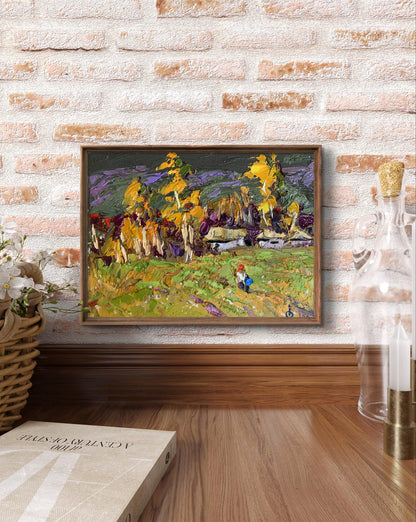 Oil painting It was raining by Oksana Ivanyuk in brown frame