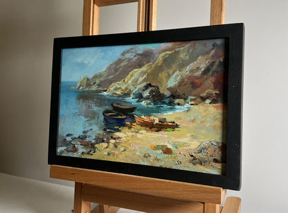 Framed oil painting Dream of the sea and mountains by Yuriy Suprunchuk