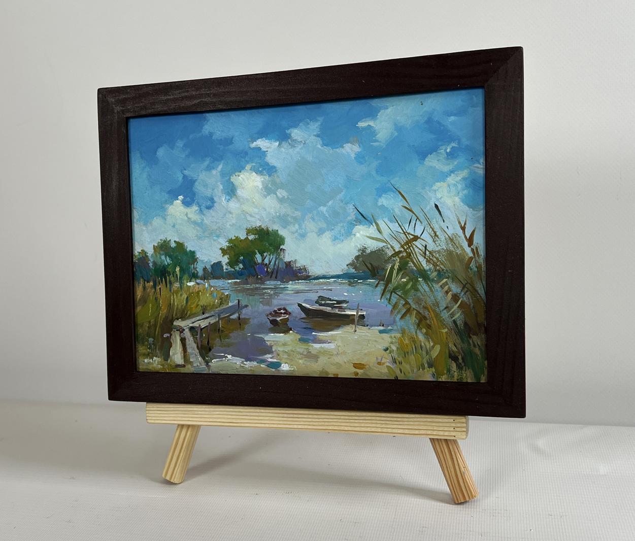Oil painting After a Hard Day in Nature by Yuriy Suprunchuk, serene lakeside scene
