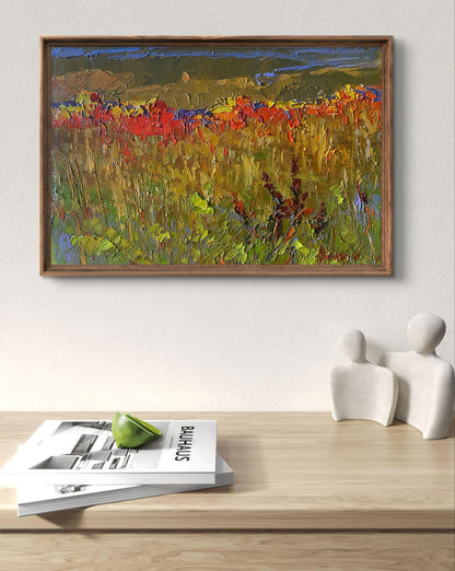 Oil painting Step to the Horizon by Oleksiy Ivanyuk vibrant flowers field