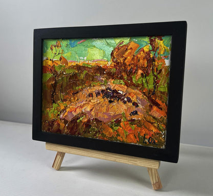 Oil painting Sunny day when nature shines in beauty by Oleksiy Ivanyuk in black frame