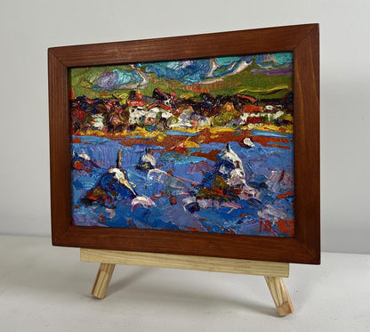 Oil painting Frosty day in the field by Oleksiy Ivanyuk in wooden frame