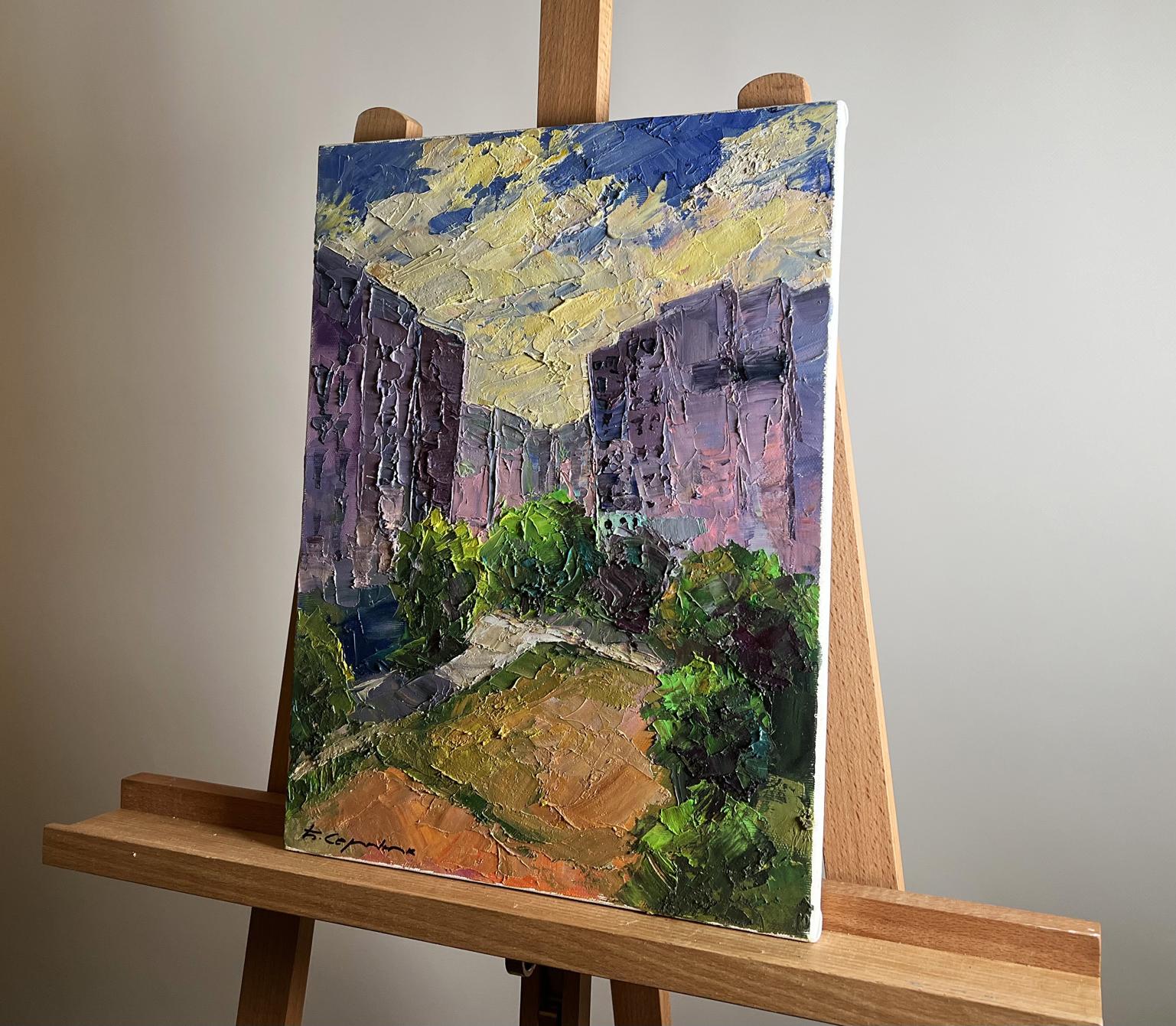 Vibrant impressionist oil painting Summer day in the city by Boris Serdyuk