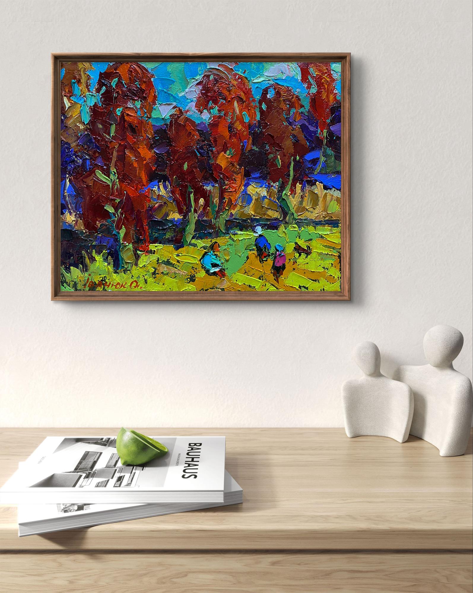 Oleksiy Ivanyuk Autumn Crimson oil painting in wooden frame