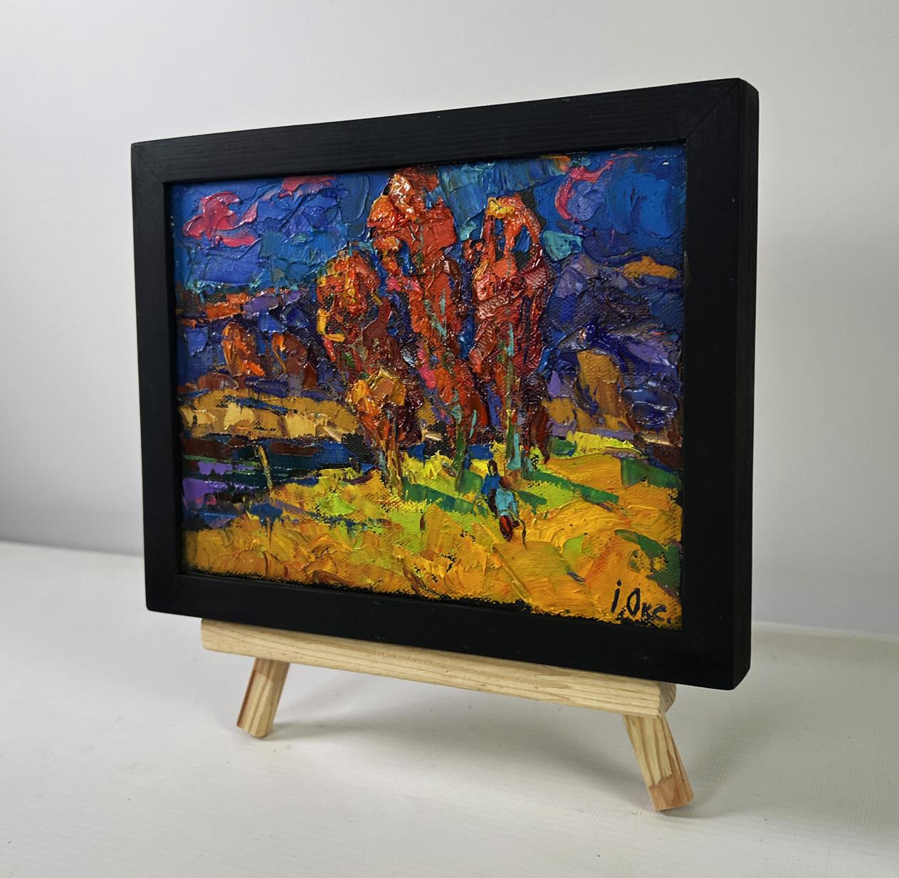 Oil painting Melody of the Wind and Whispers by Oksana Ivanyuk in black frame