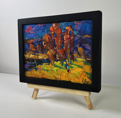 Oil painting Melody of the Wind and Whispers by Oksana Ivanyuk in black frame