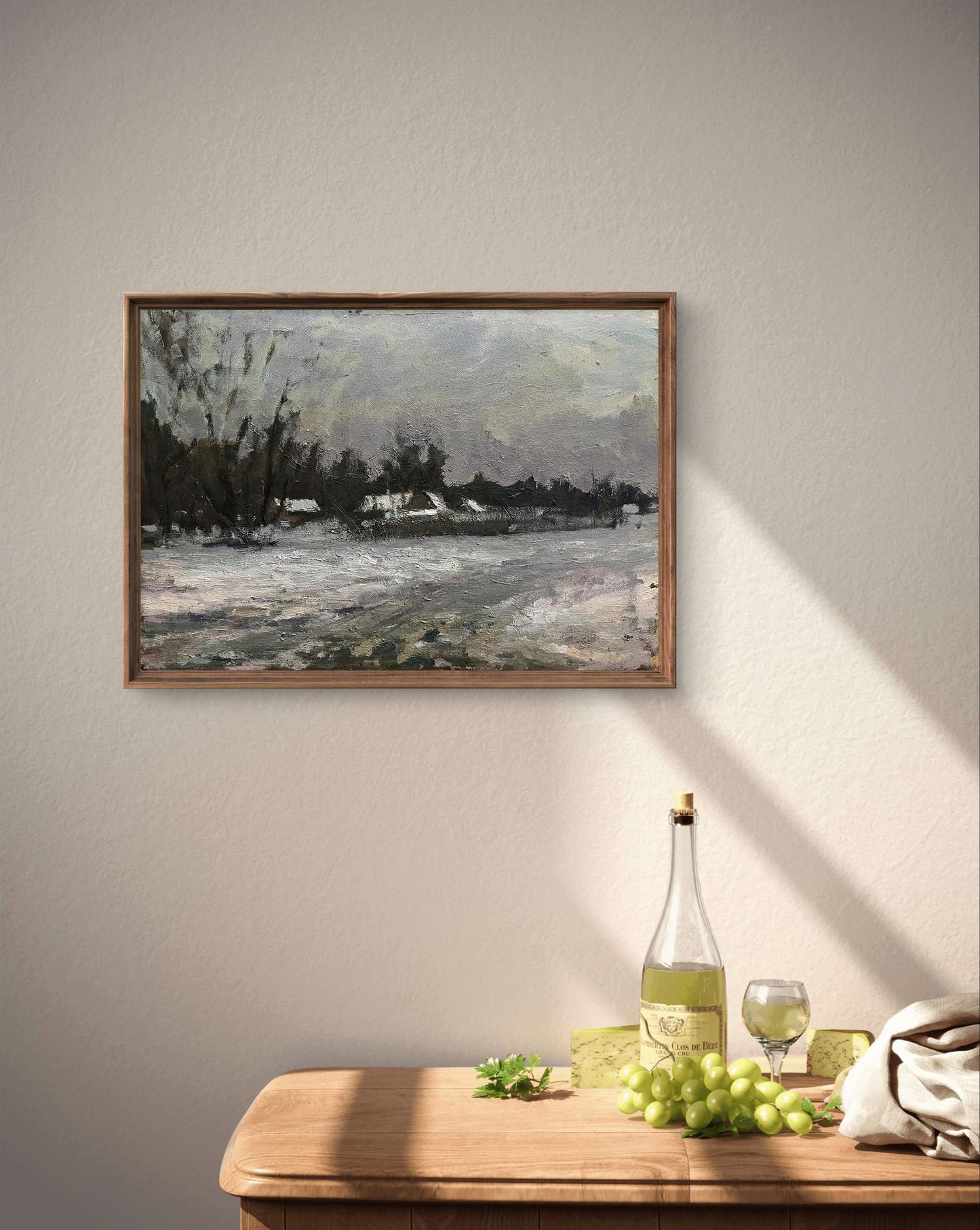 Framed oil painting After the winter snowstorm by Volodymyr Pashchenko