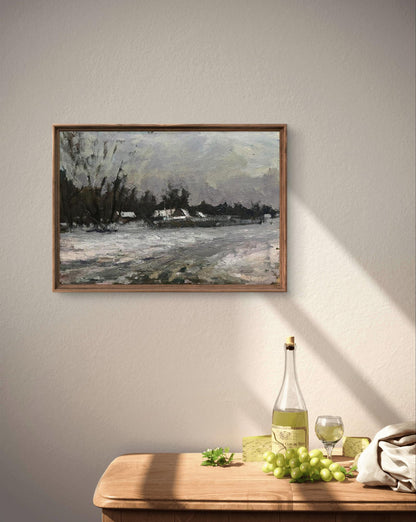 Framed oil painting After the winter snowstorm by Volodymyr Pashchenko