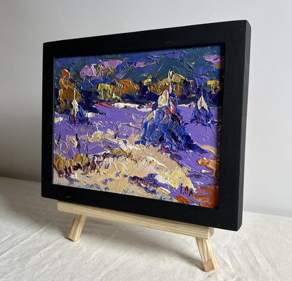 Oil painting Frosty Day by Oleksiy Ivanyuk in black frame