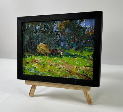 Oil painting Near the summer forest by Oleksiy Ivanyuk pastoral scene