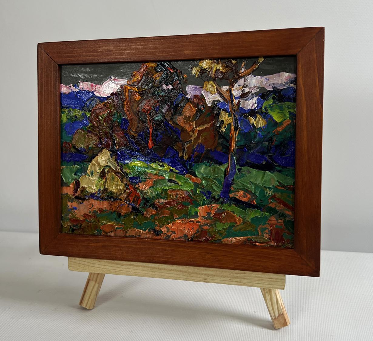 Oil painting Outside the Village by Oleksiy Ivanyuk in wooden frame