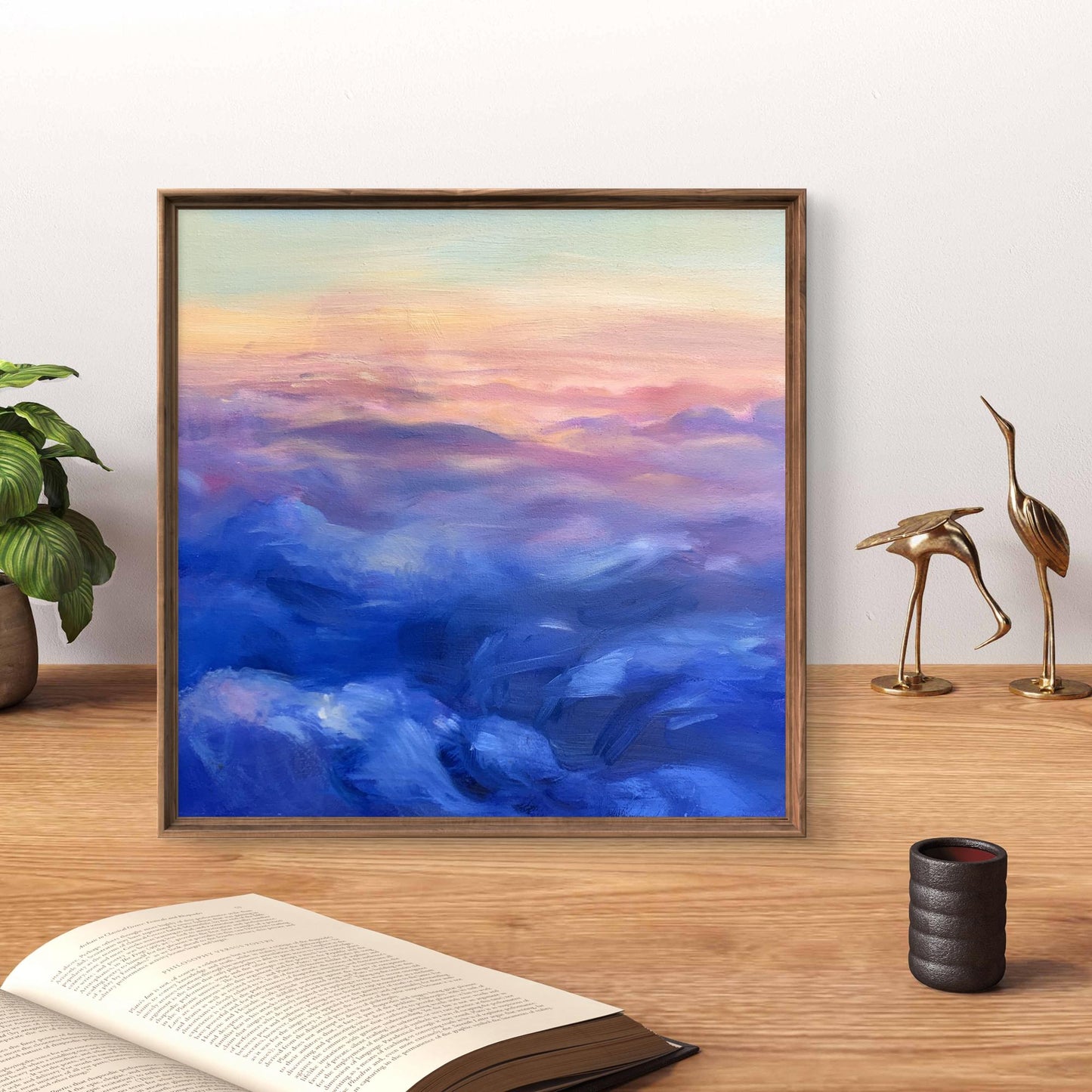 Oil painting Soaring in the Clouds by Tatyana Derdey in wooden frame