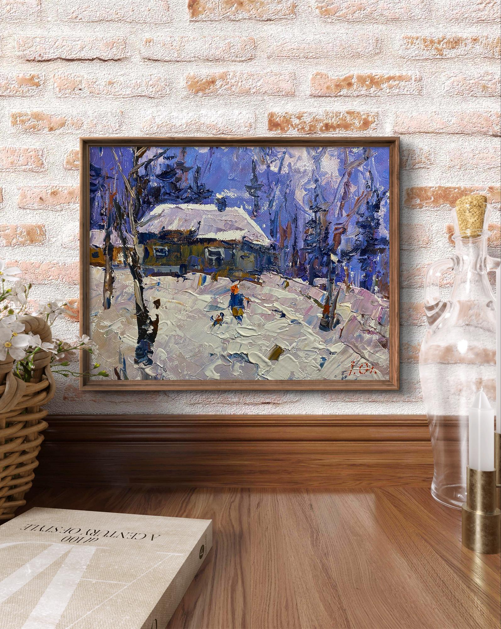 Framed Oil painting After the winter snowstorm by Oleksiy Ivanyuk