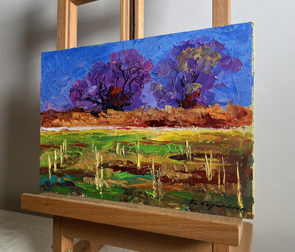 Vibrant impressionistic oil painting September day in the field by Boris Serdyuk