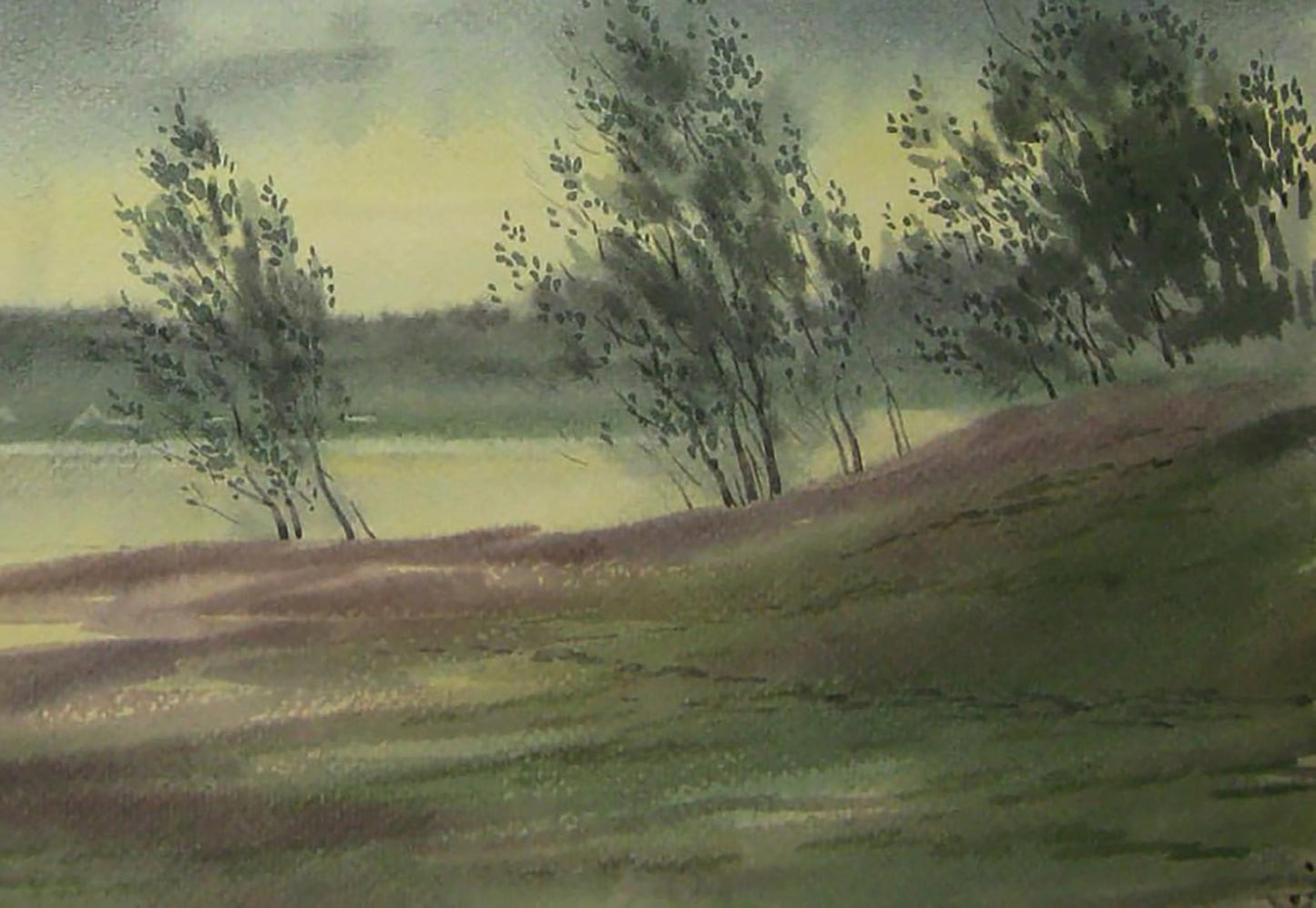Watercolor painting Strong wind on the river by Valery Savenets