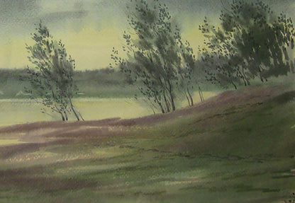 Watercolor painting Strong wind on the river by Valery Savenets