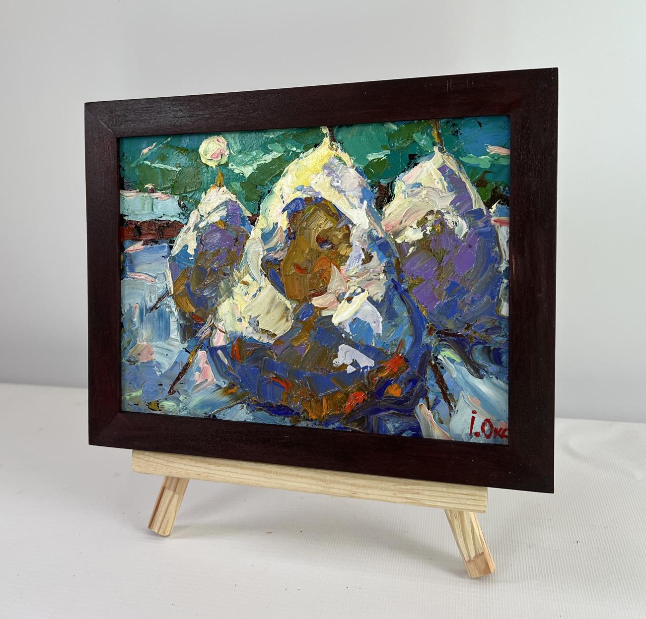 Oil painting Where time stopped by Oksana Ivanyuk in dark frame