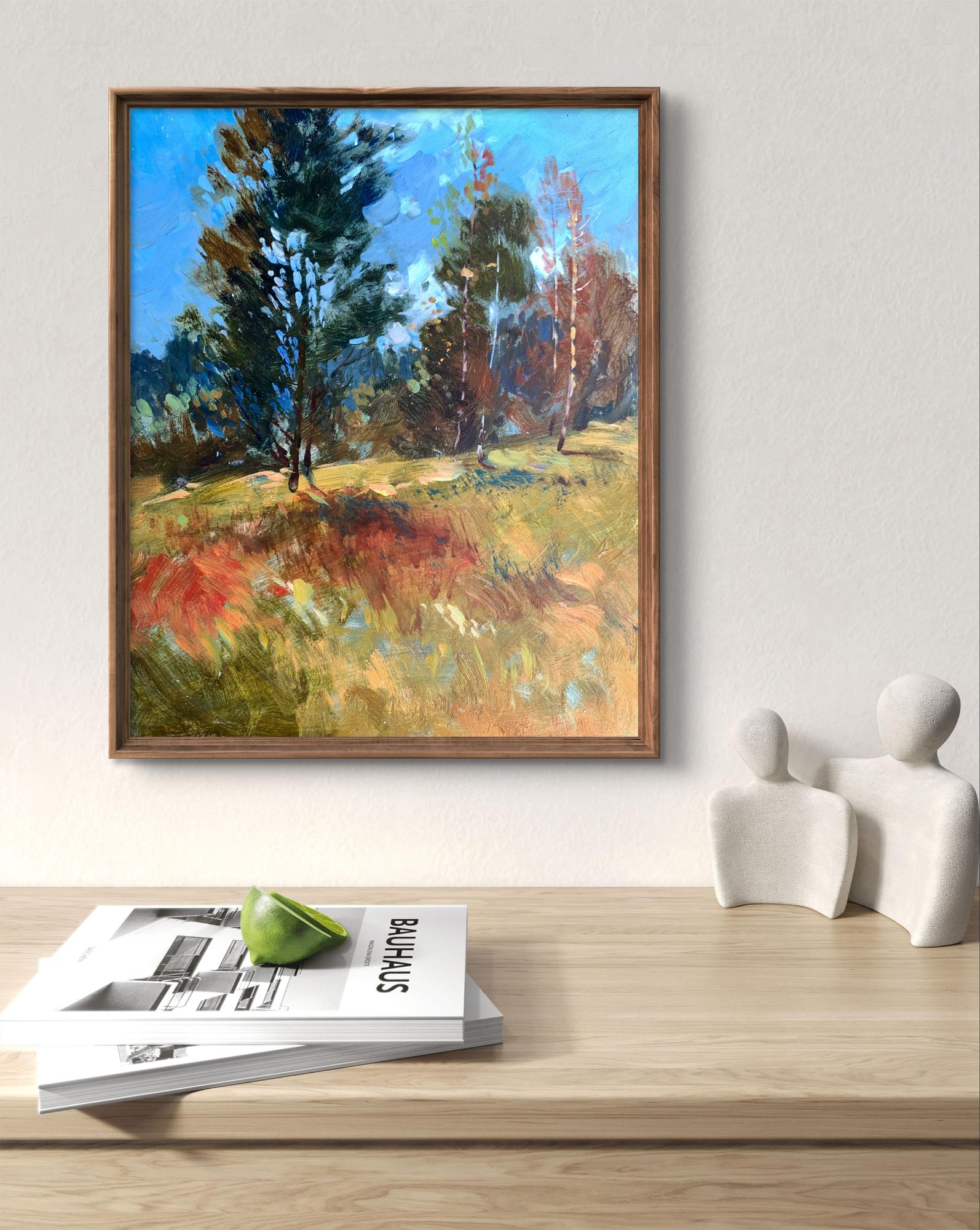 Framed impressionist oil painting Beginning of Autumn by Yuriy Suprunchuk