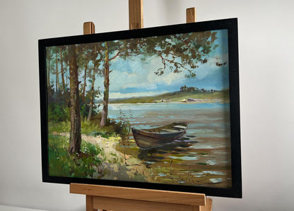 Framed oil painting River in the arms of the forest by Yuriy Suprunchuk