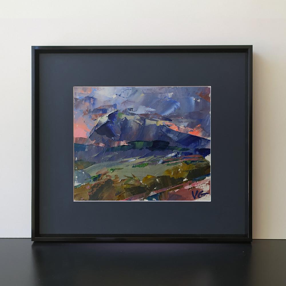 Oil painting Mountain sunset by Volodymyr Gluhomanyuk abstract landscape