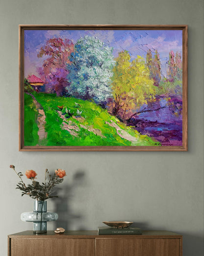 Oil painting Spring has come by Boris Serdyuk in wood frame