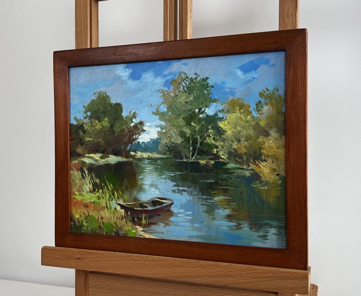 Oil painting Boat in green reflections by Yuriy Suprunchuk