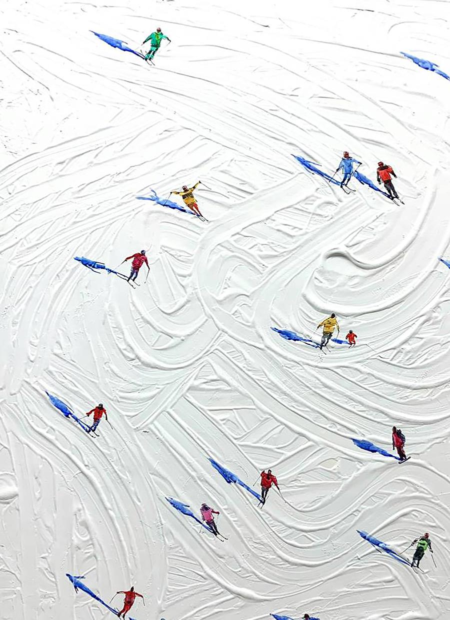 Watercolor painting Between Sky and Snow Olena Klimenko