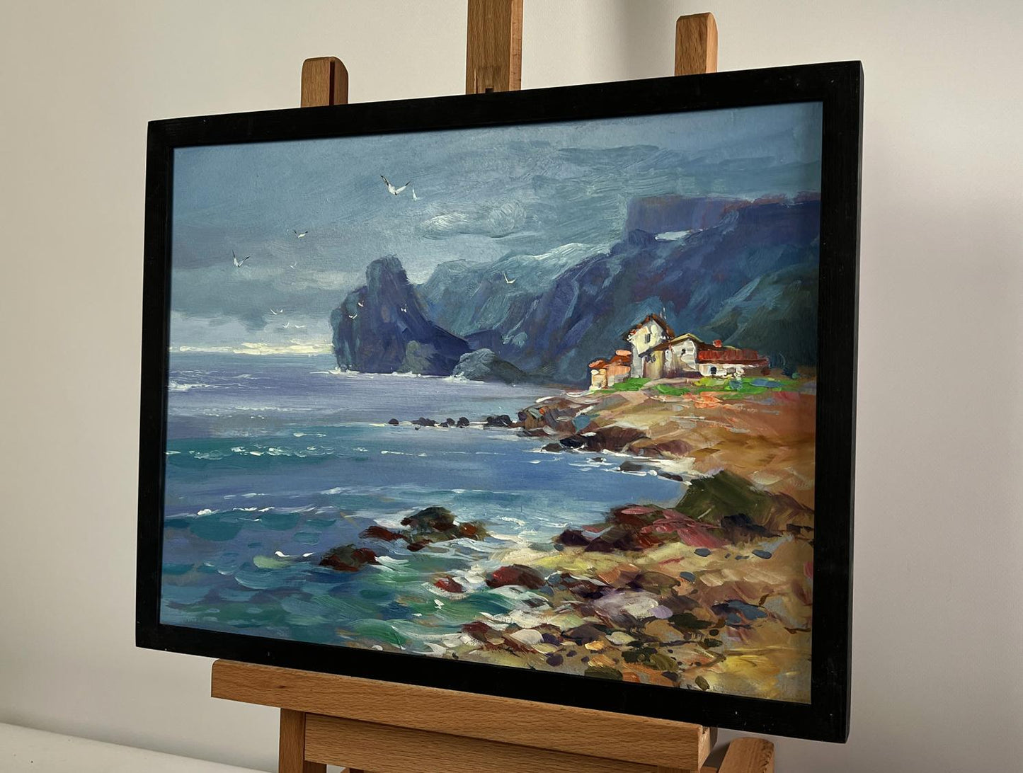 Oil painting Sea and village coziness by Yuriy Suprunchuk coastal scene