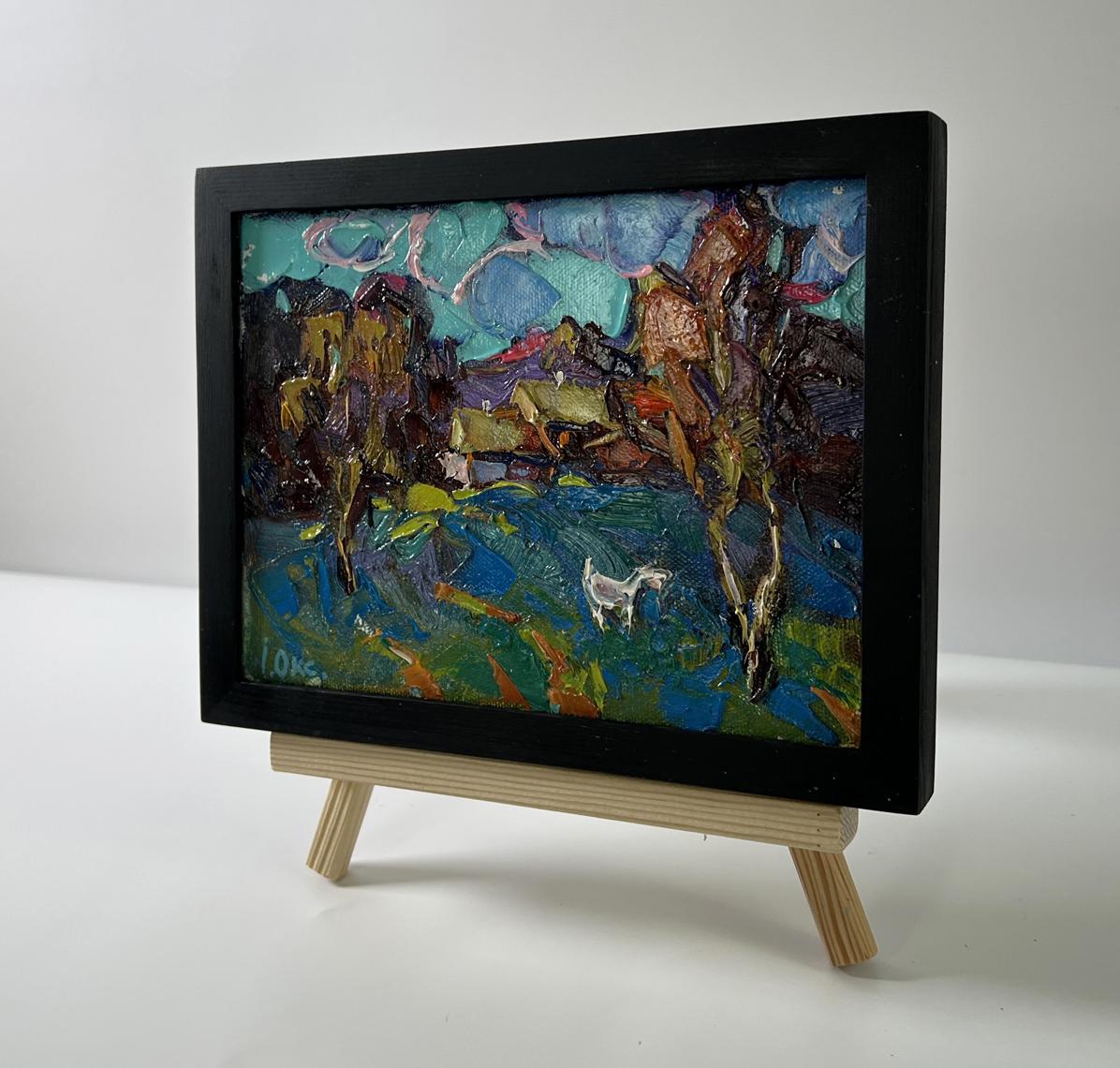 Oil painting Day outside the village by Oksana Ivanyuk, vibrant village scene