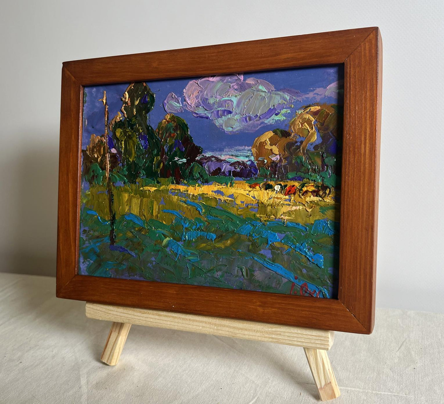 Oil painting Evening rays of the sun by Oksana Ivanyuk, vibrant landscape
