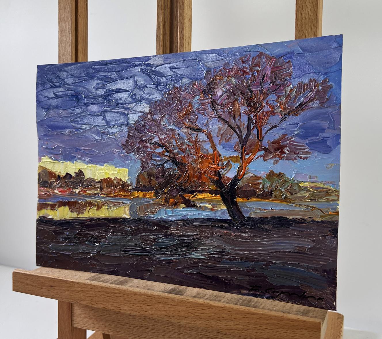 Oil painting Autumn September Days by Boris Serdyuk on easel