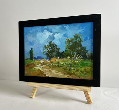 Framed oil painting Steps among the greenery by Yuriy Suprunchuk