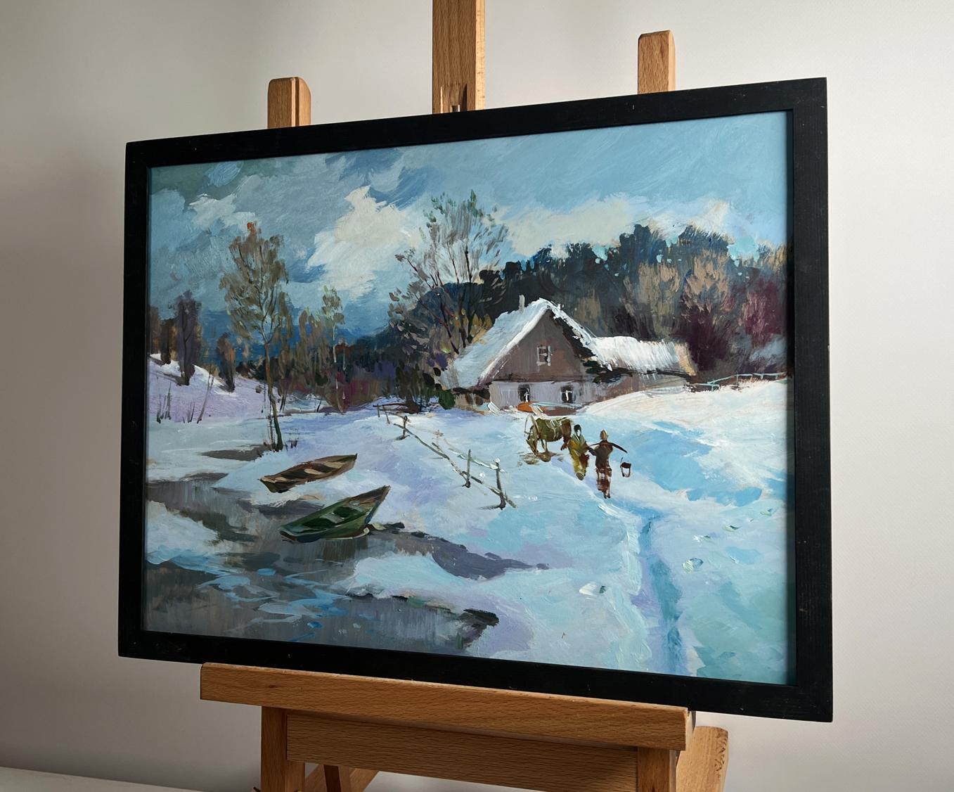 Framed oil painting Path through snowdrifts by Yuriy Suprunchuk