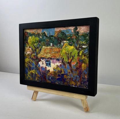 Oil painting Hope breaks through the clouds by Oleksiy Ivanyuk in black frame