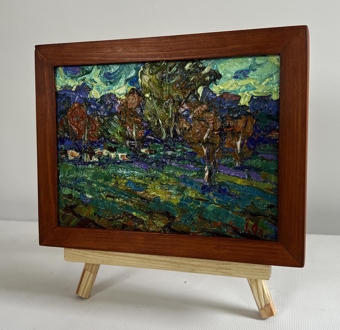 Oil painting Evening autumn wind by Oleksiy Ivanyuk pastoral scene