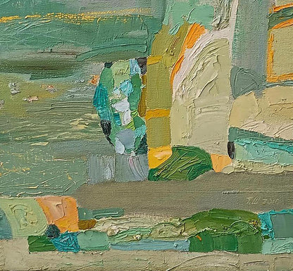 Abstract oil painting Harmony of green by Tatyana Shulyak